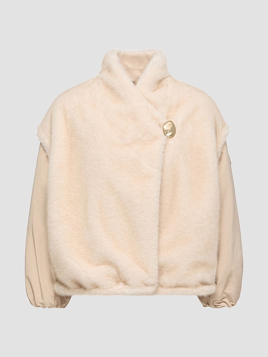 Women's Chardonneret 2-in-1 Reversible Puffer Jacket in Teddy - White Ivory - Size XXL