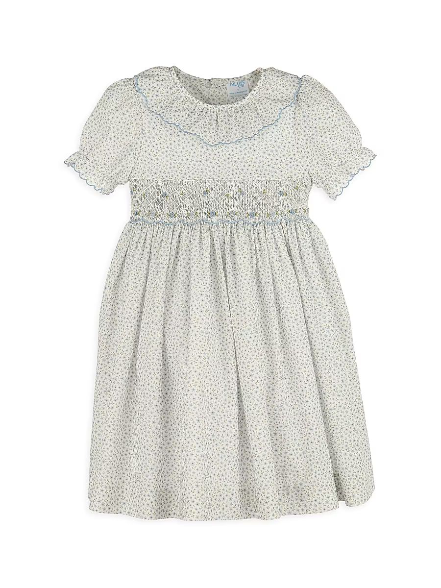 Little Girl's Floral Cotton Short-Sleeve Dress - Blue - Size 6