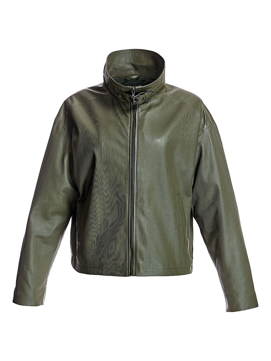 Women's Maximilian Leather Jacket - Khaki Green - Size Medium
