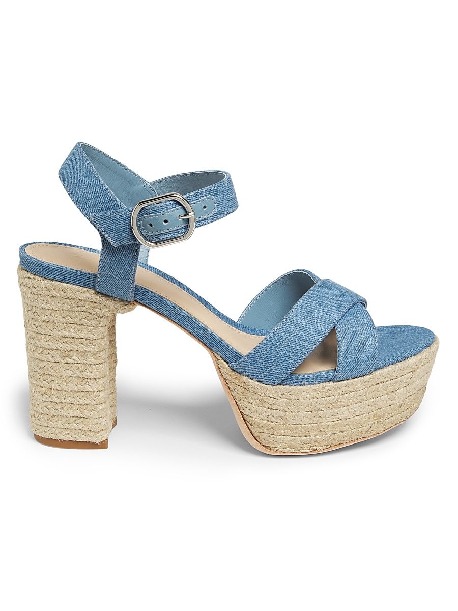 Women's Denim Platform Espadrille Sandals - Light Denim - Size 11.5