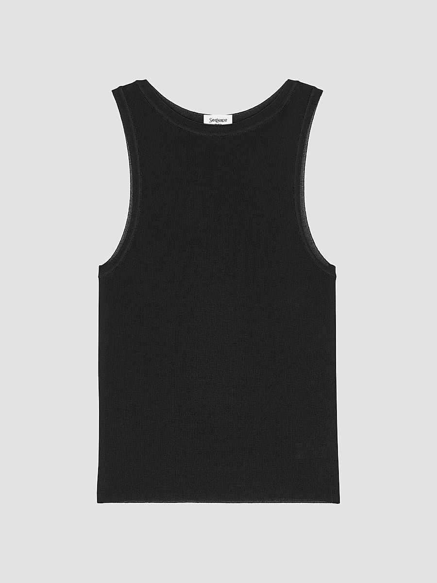 Saint Laurent Women's Tank Top in Ribbed Knit - Noir - Size Small