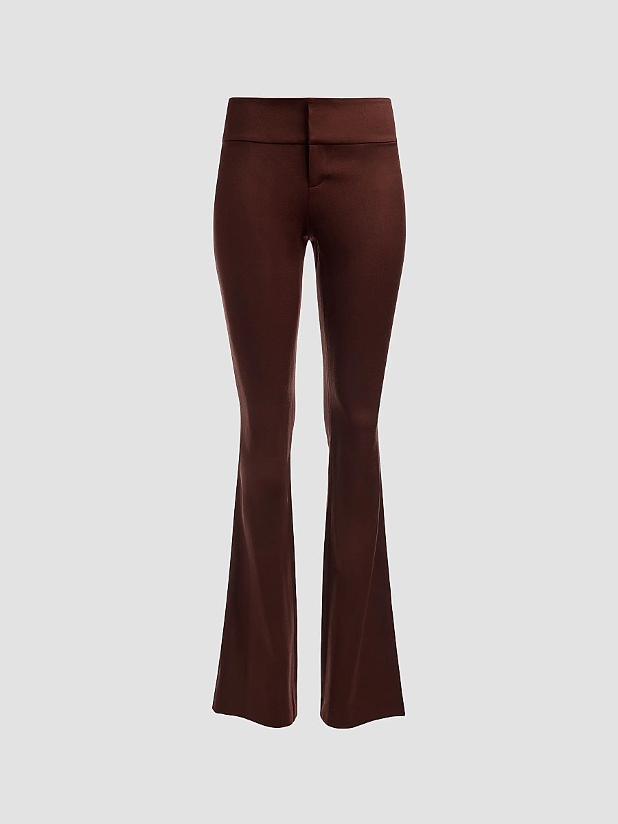 ALICE + OLIVIA Women's Olivia Wool-Blend Bootcut Pants - Dark Chocolate - Size 14