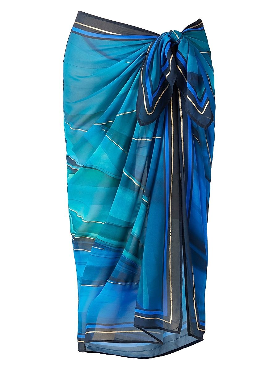 Women's Maldiva Printed Georgette Pareo - Blue Multi