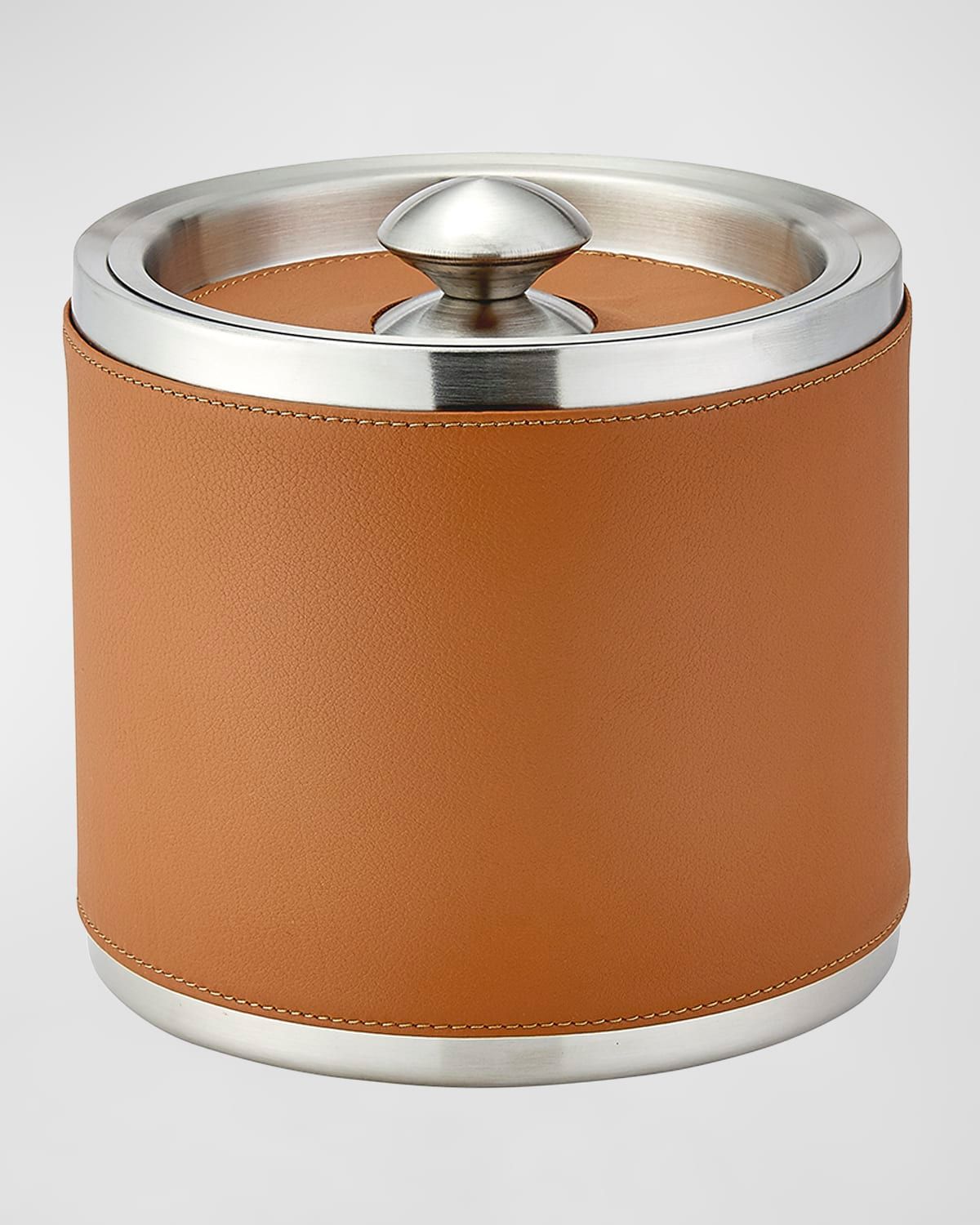 Leather Ice Bucket with Tongs