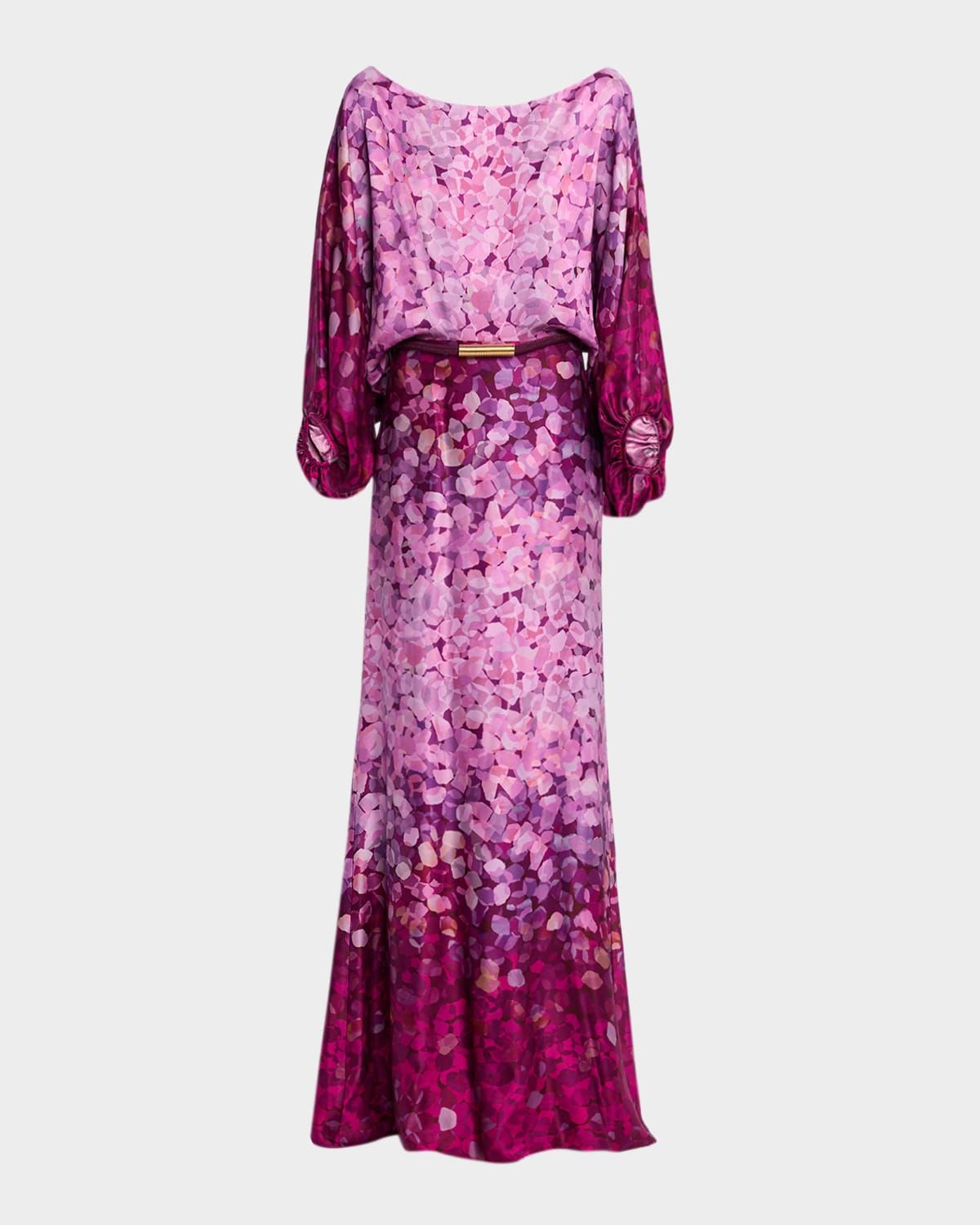 Lorella Off-The-Shoulder Degrade Abstract-Print Maxi Dress