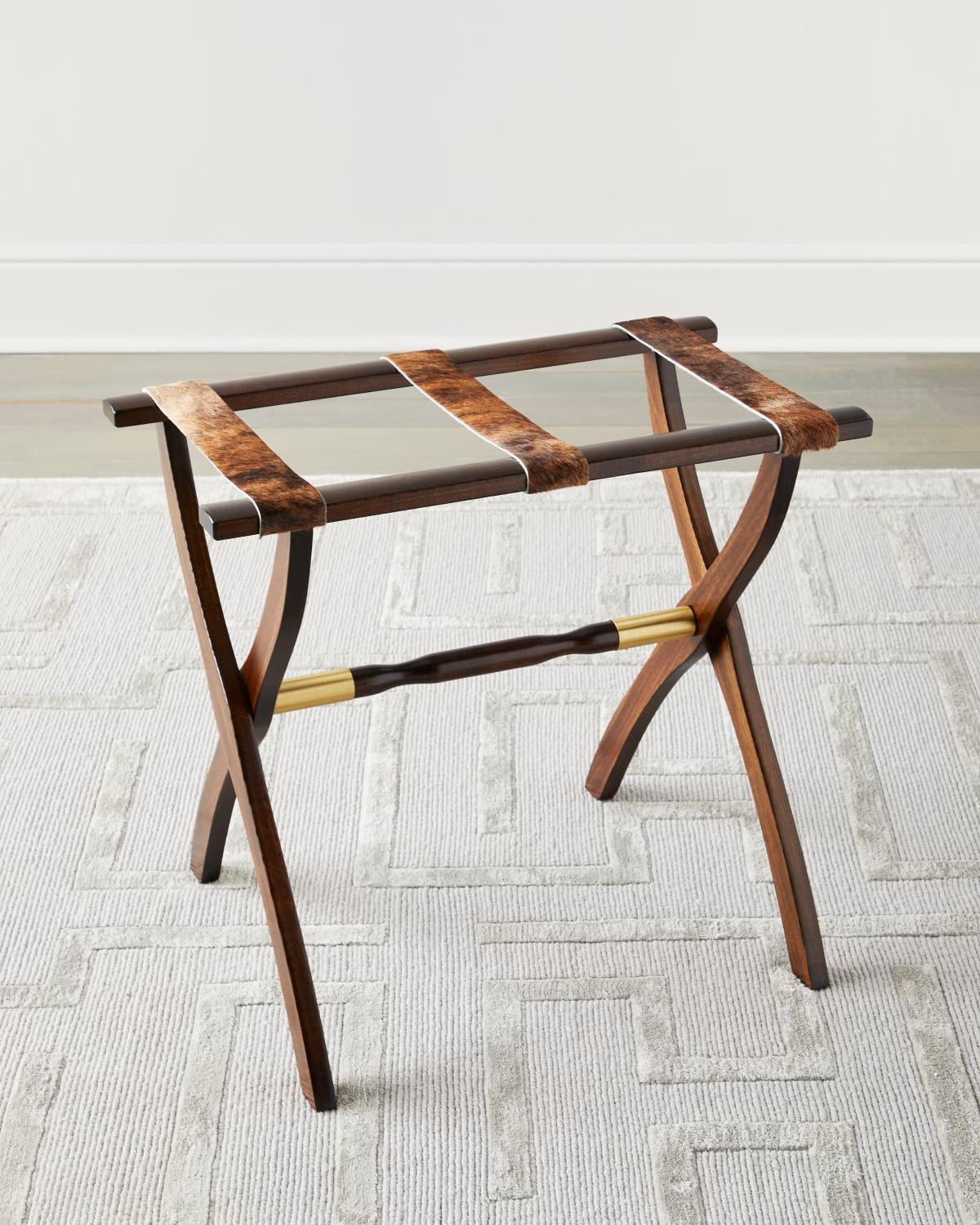 Wood Contour Leg Luggage Rack with Metal Accents