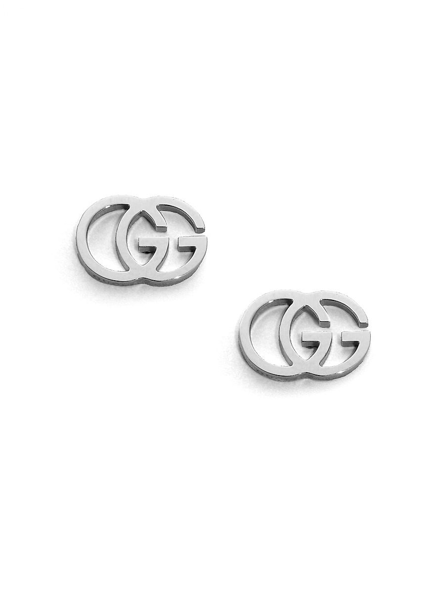 Women's 18K White Gold Double G Earrings - White Gold