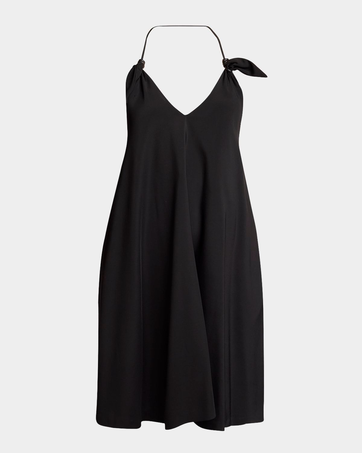 Halter Leather Knot Backless Mini Dress