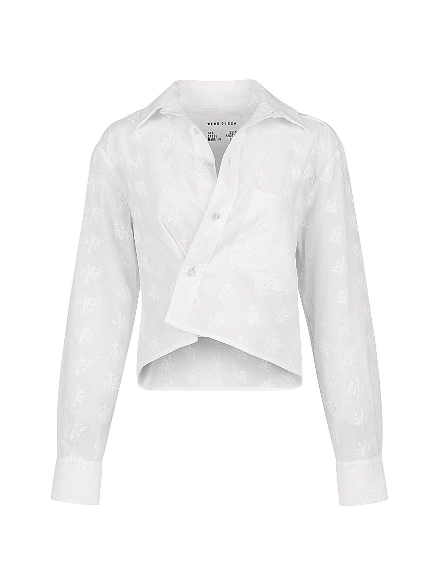 Women's The Shorty Sheer Embroidered Shirt - White - Size Medium