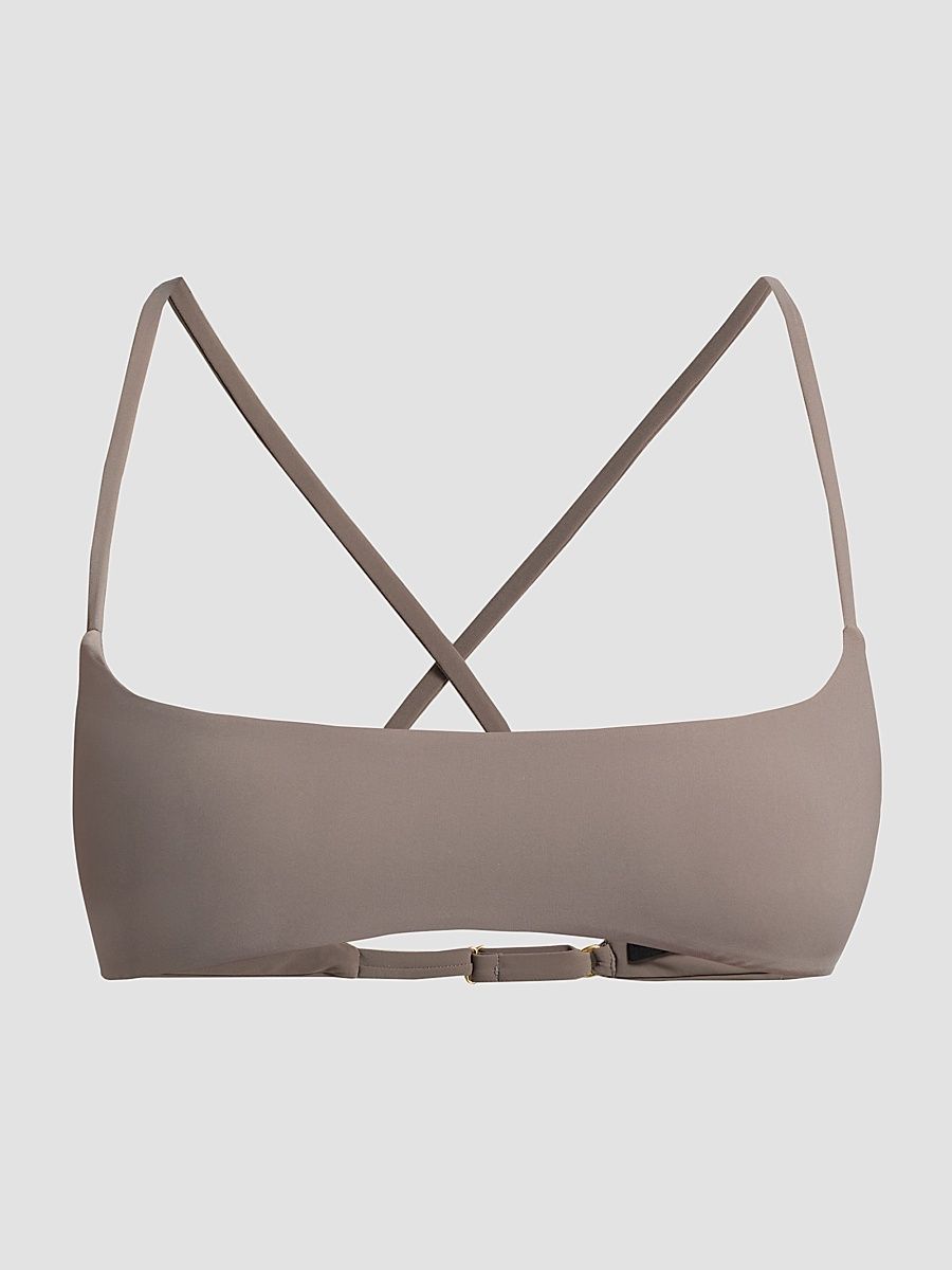 Women's Athletic Cross Back Bikini Top - Smoke - Size XL