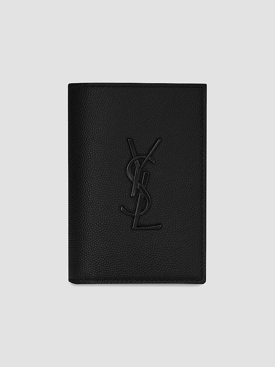 Saint Laurent Men's Cassandre Credit Card Wallet - Black