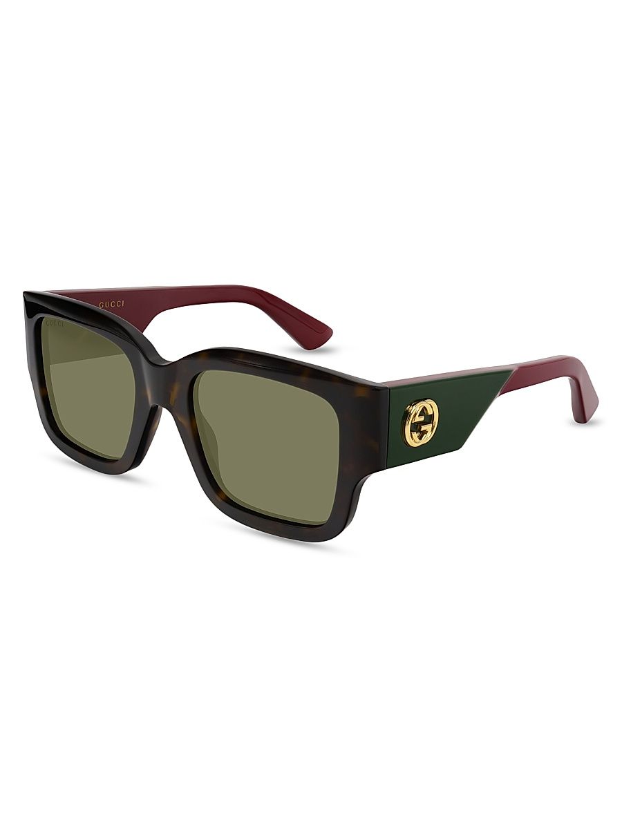 Women's Oblique 52MM Squared Sunglasses - Green Havana Multi
