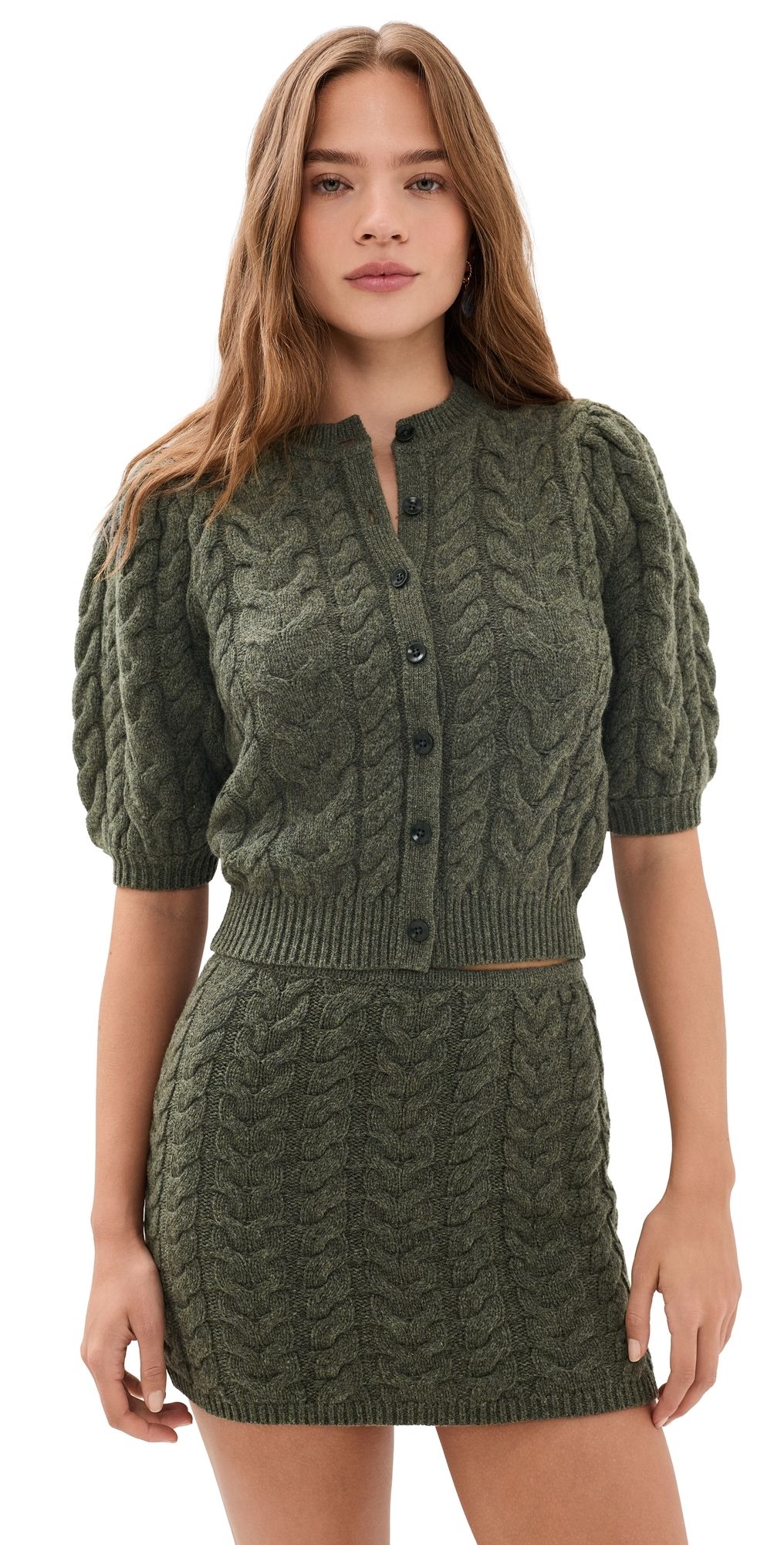 Ulla Johnson Olivia Puff Knit Cardigan Militaire XL