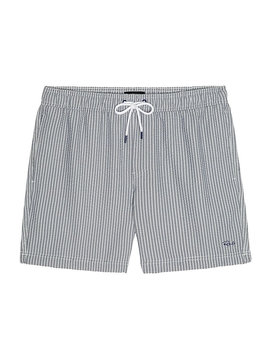 Men's La Brea Deck-Striped Swim Shorts - Navy Deck Stripe - Size XXL