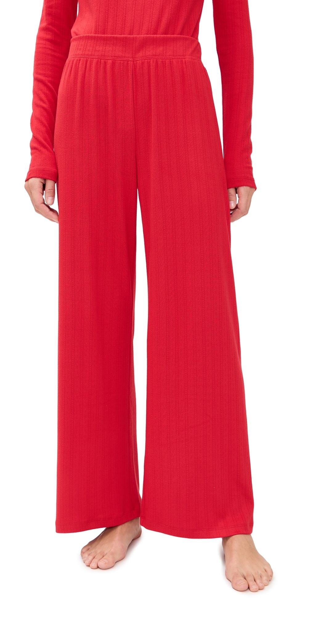 Z Supply Luxe Pointelle Pants Festive Red L