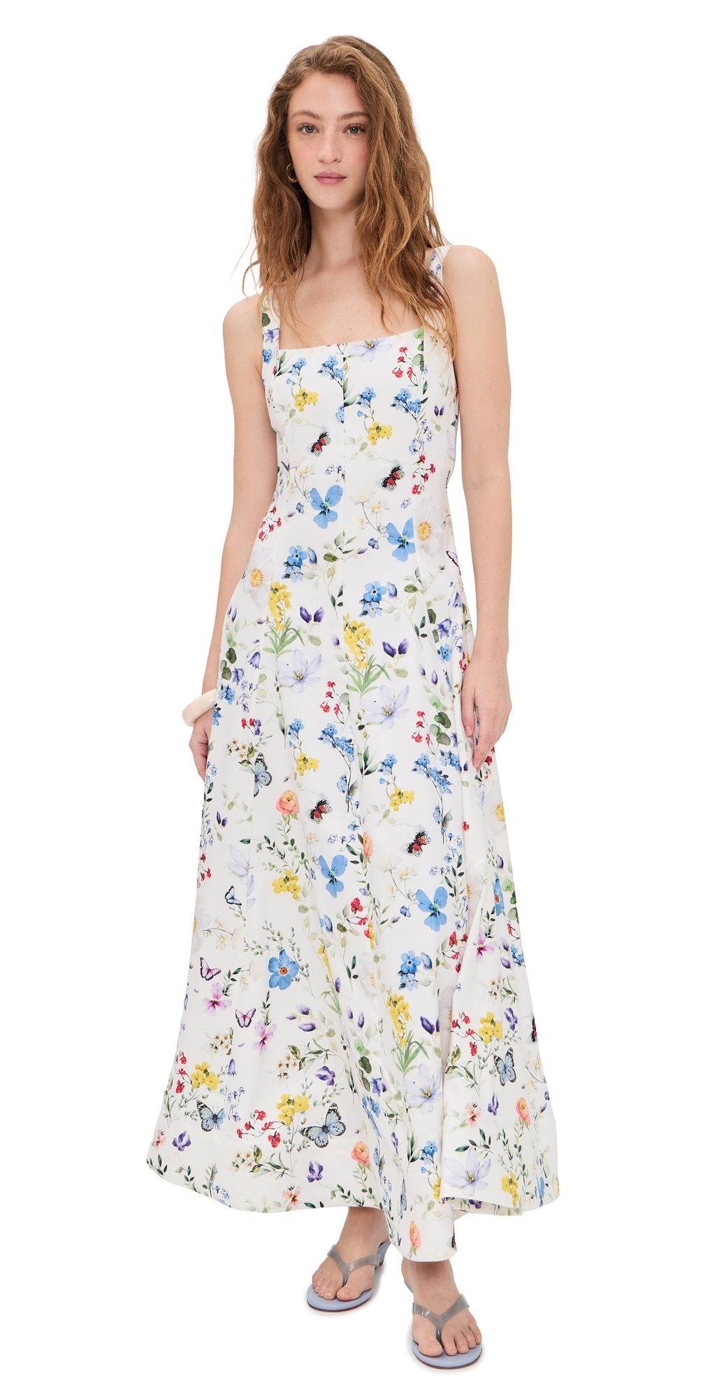 ALICE + OLIVIA Polly Seamed Maxi Dress Twisting Vines Off White 6
