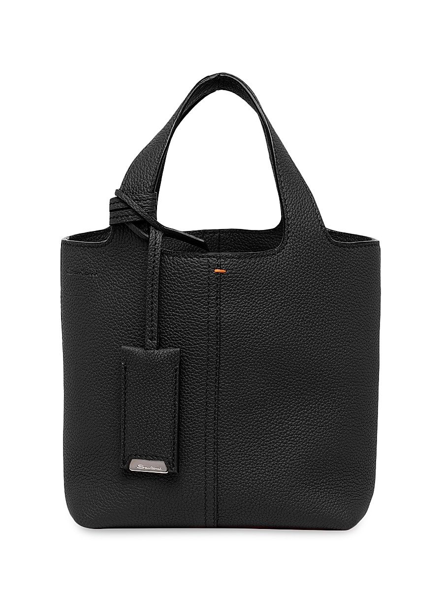 Women's Mini Chapelier Leather Tote Bag - Black