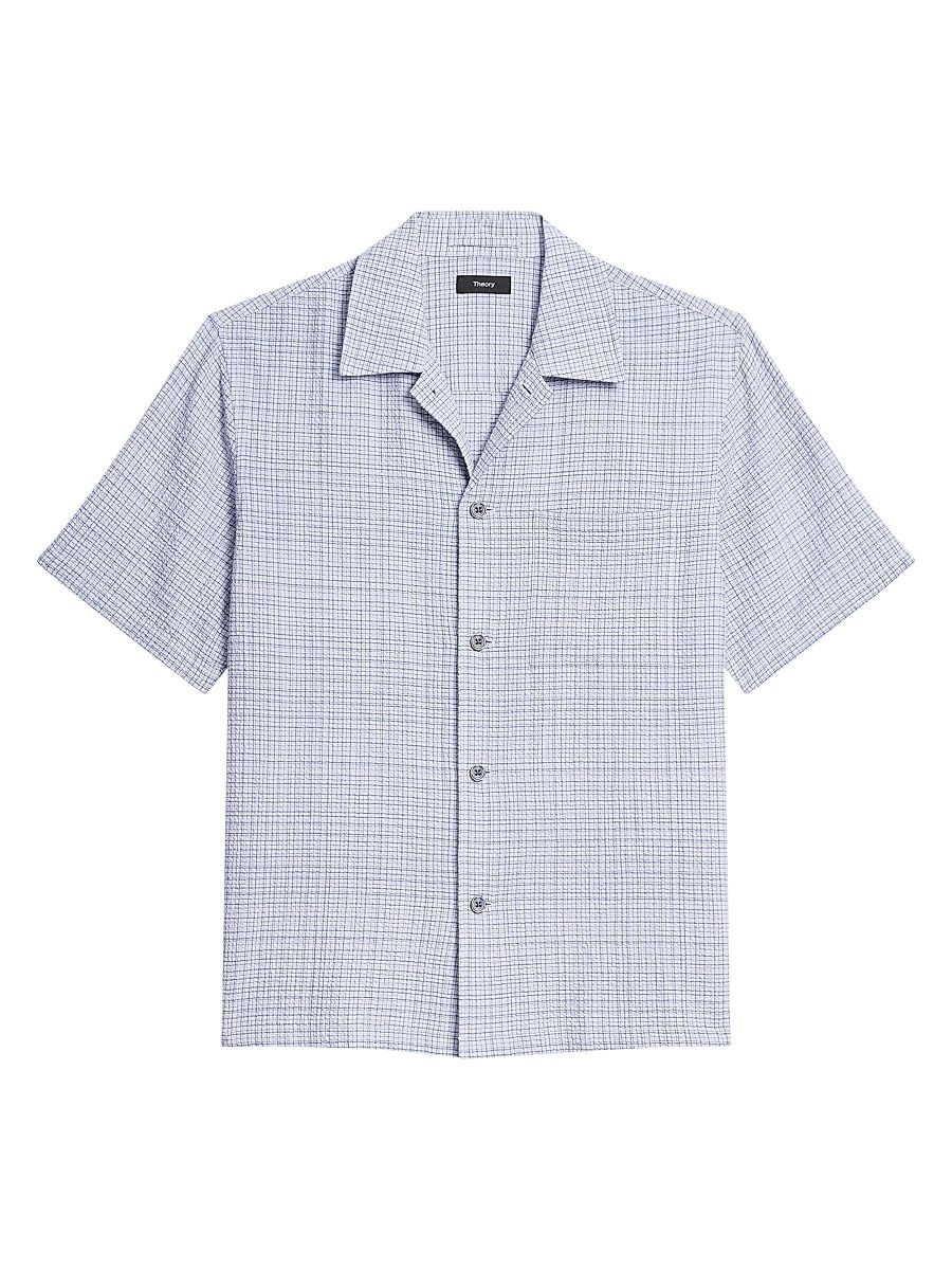 Men's Checked Textured Cotton-Blend Camp Shirt - Bering Multi - Size XXL