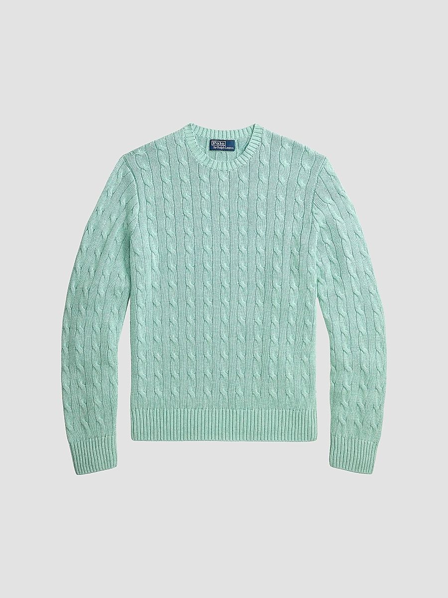 Polo Ralph Lauren Men's Cotton Cable-Knit Crewneck Sweater - Greens Wallow Heather - Size XXL