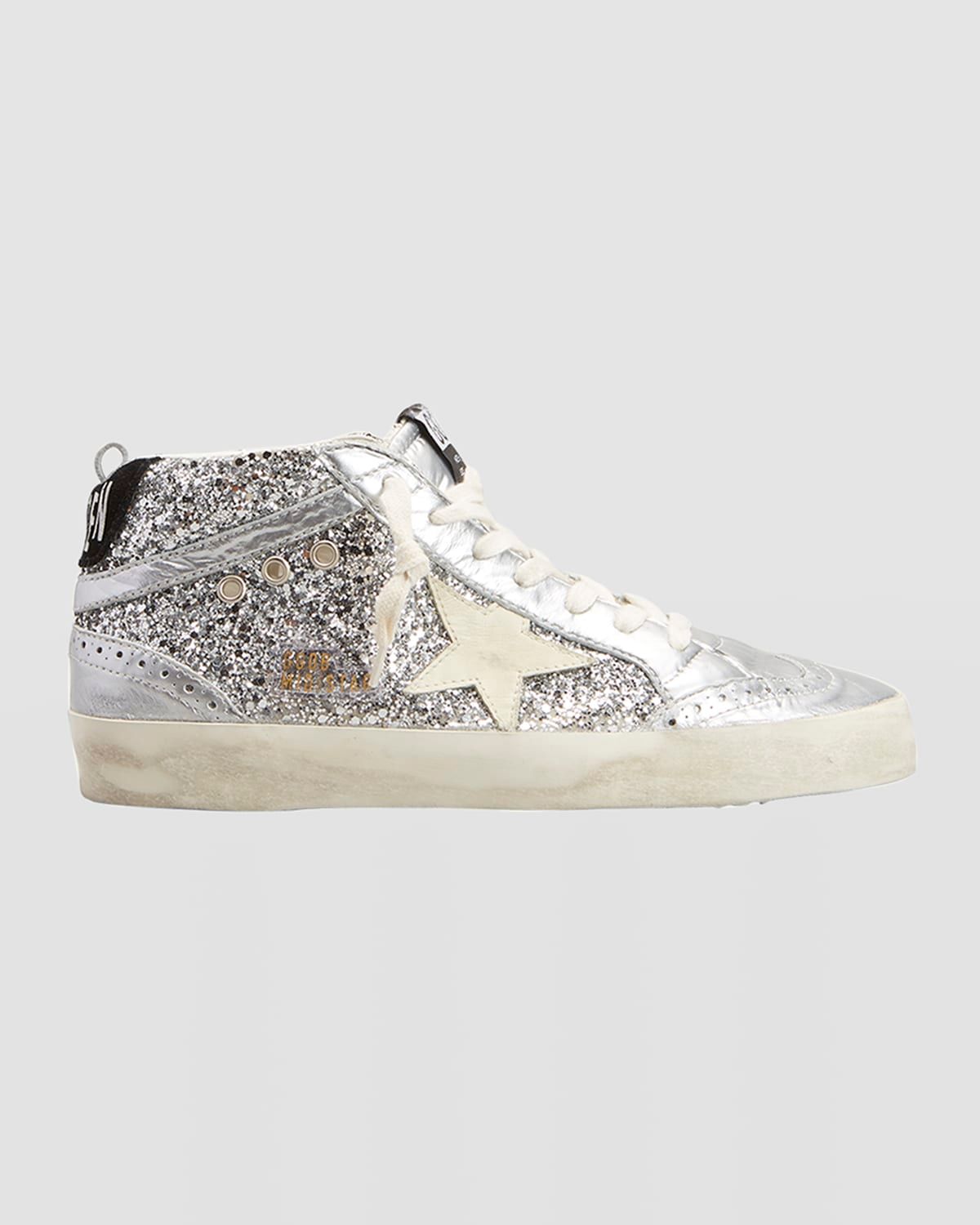 Mid Star Glitter Wing-Tip Sneakers