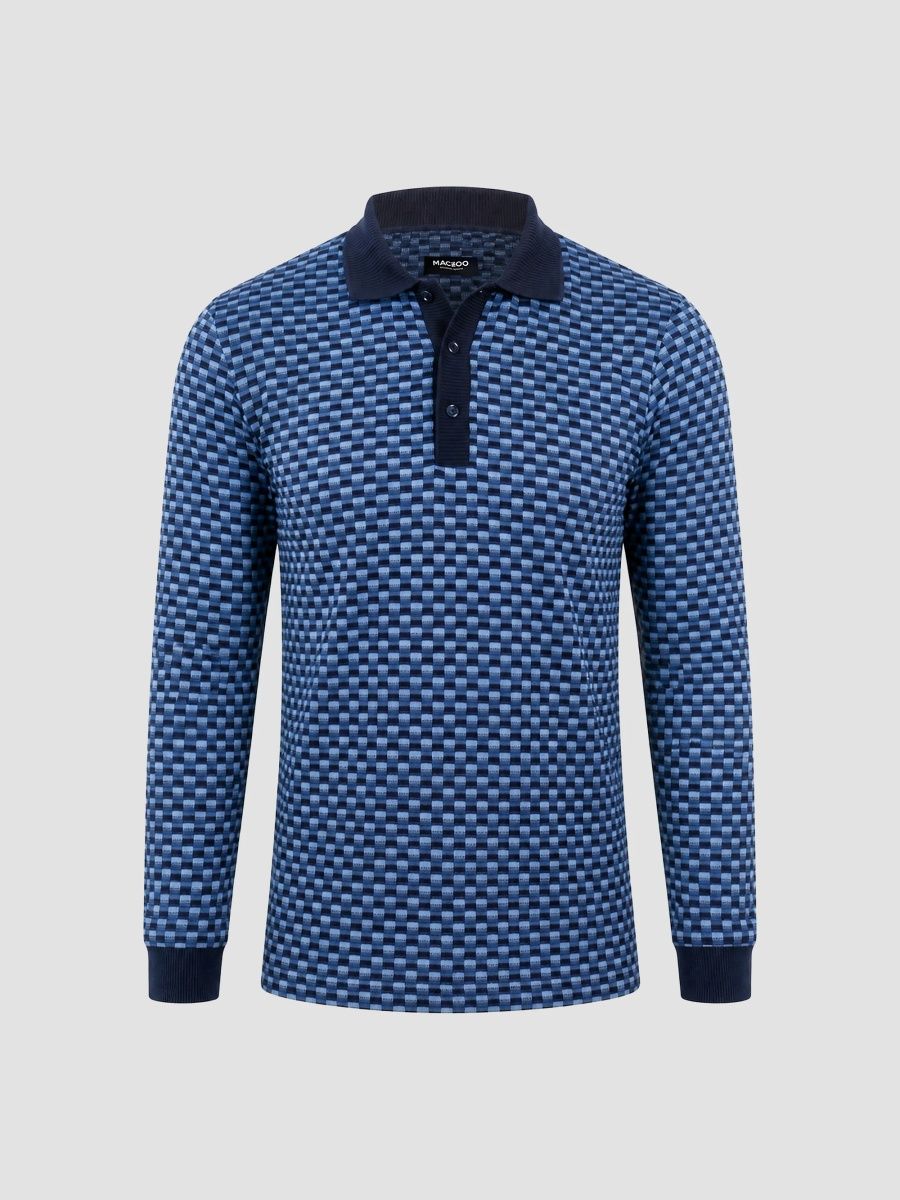 Maceoo Men's Knit Polo Shirt - Blue - Size XXXL