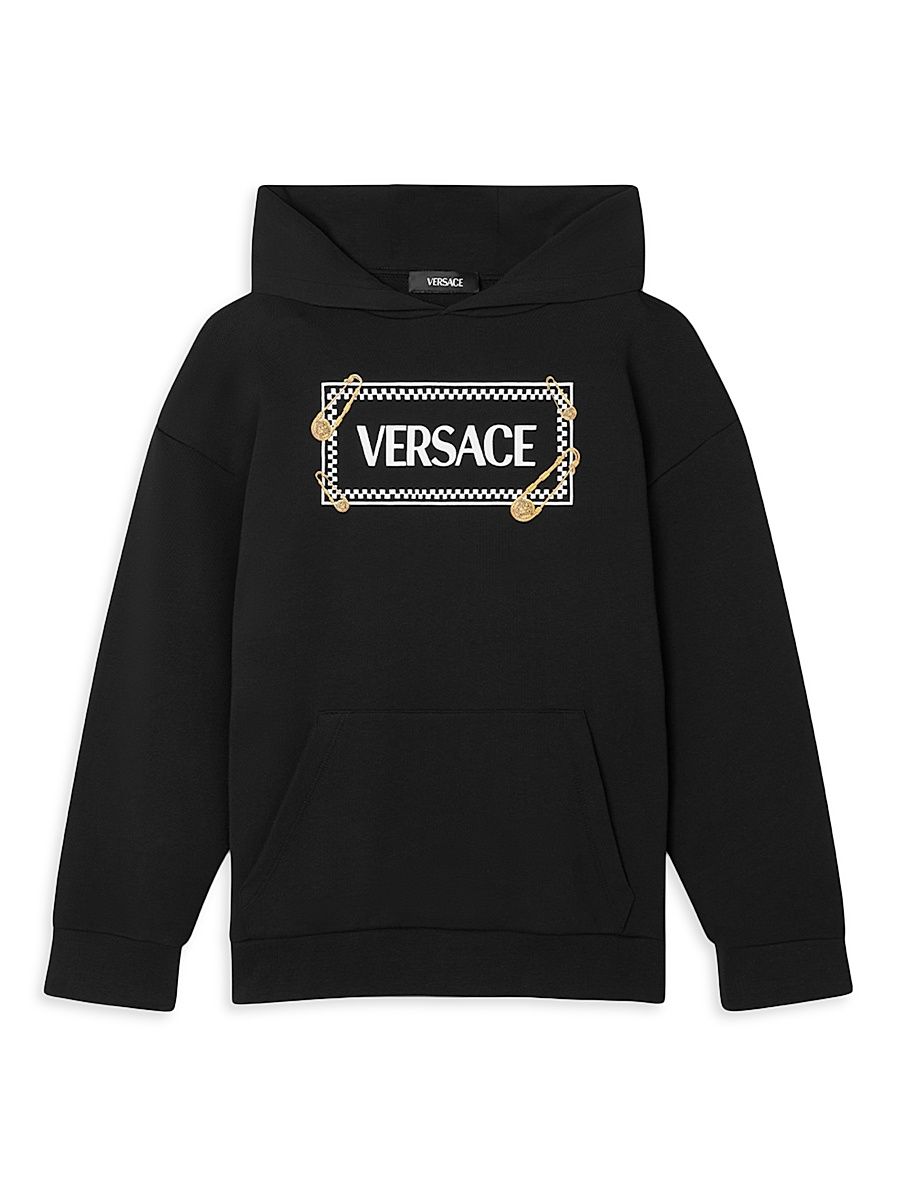 Little Kid's & Kid's 90s Vintage Logo Hoodie - Black Ivory Gold - Size 8