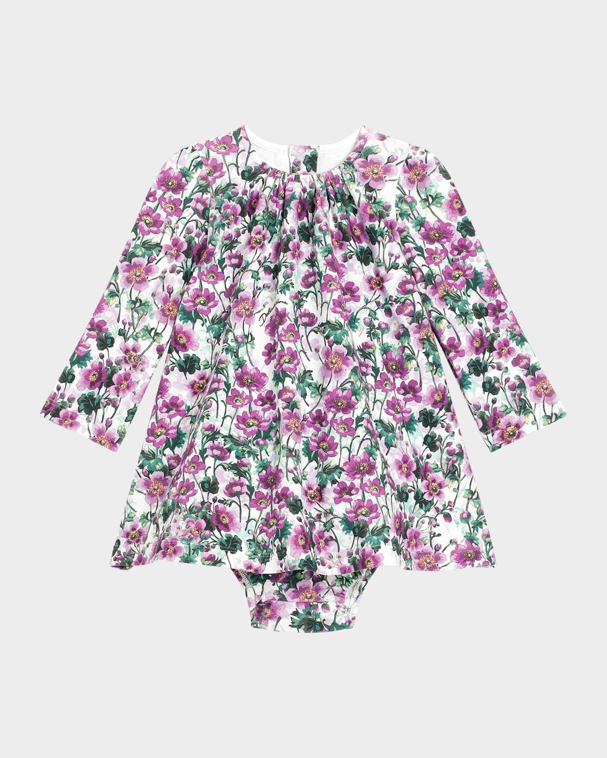 Girl & apos;s Long-Sleeve Floral-Print Dress & Bloomers Set, Size 3M-30M