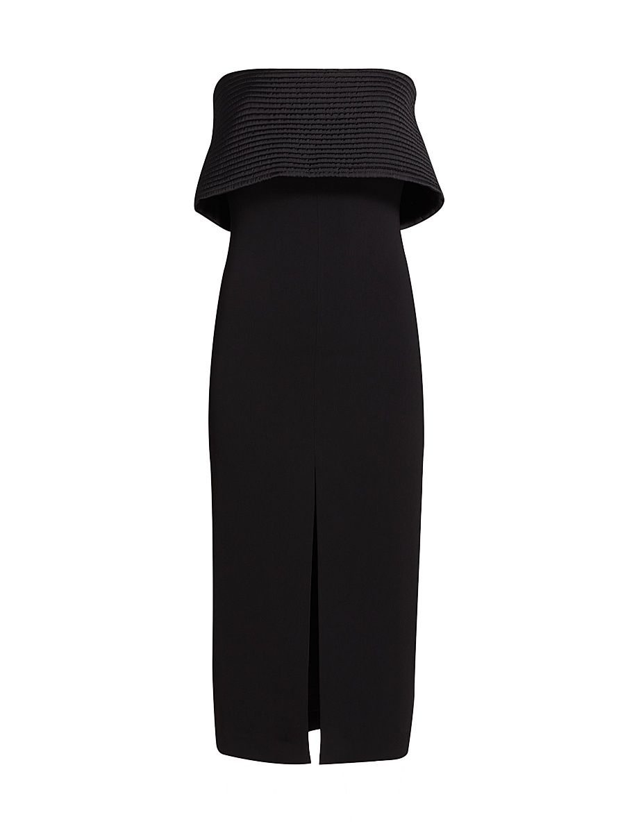 Women's Stretch-Crepe Strapless Midi-Dress - Black - Size 6