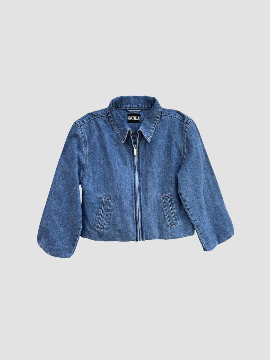 KatieJ NYC Girl's Girl's Dumbo Denim Bubble Jacket - Mid Wash Denim - Size 14