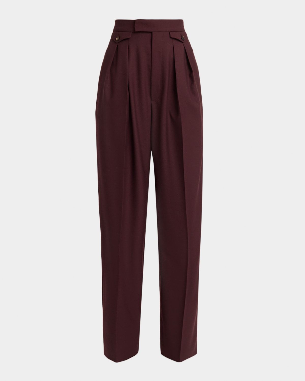 High-Rise Pleated Wool Gabardine Wide-Leg Pants