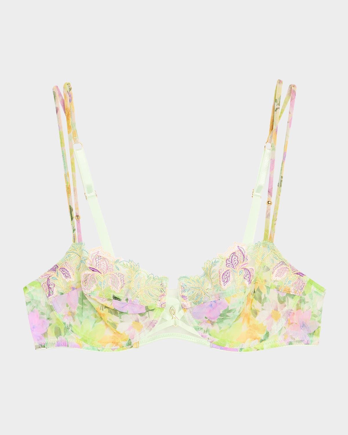 L & apos;Amour Au Soleil Floral-Embroidered Tulle Demi Bra