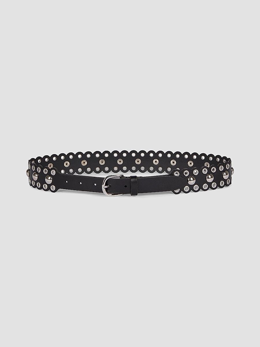 Isabel Marant Women's Zalla Studded Leather Belt - Black Silver - Size Small