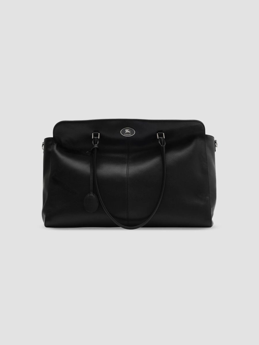 Burberry Men's Knight Stamp Leather Tote Bag - Black
