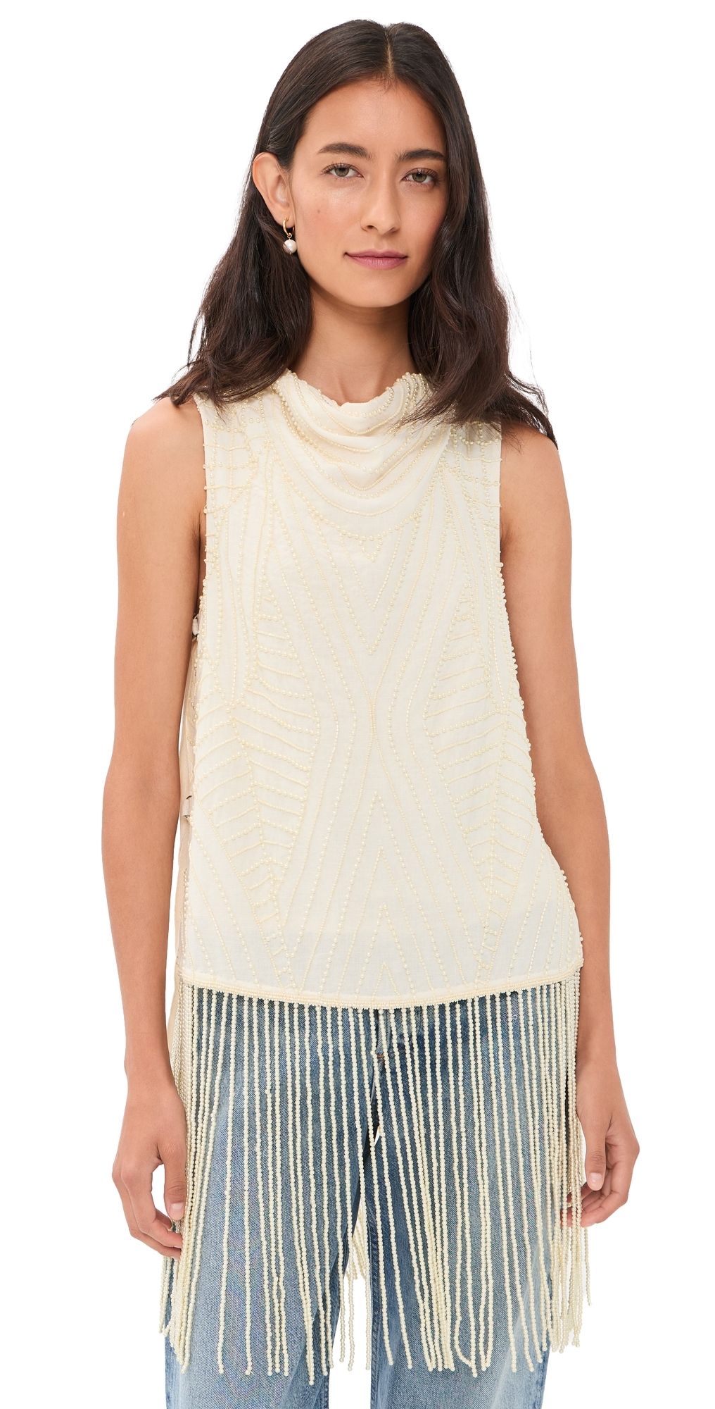 Sea Carlotta Fringe Top Cream L