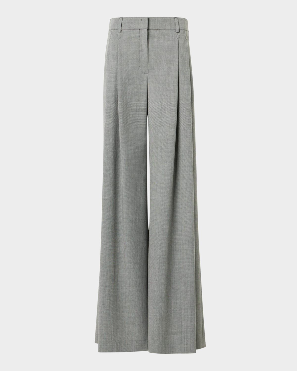 Cassie Pleated Wool Wide-Leg Pants