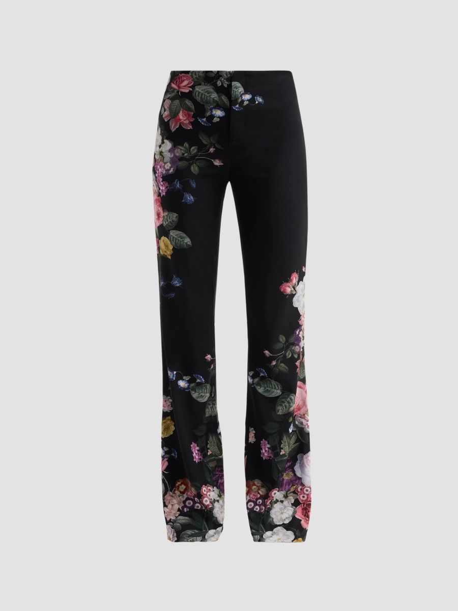 ALICE + OLIVIA Women's Teeny Floral Bootcut Pants - Hollywood Dreams Black - Size 14