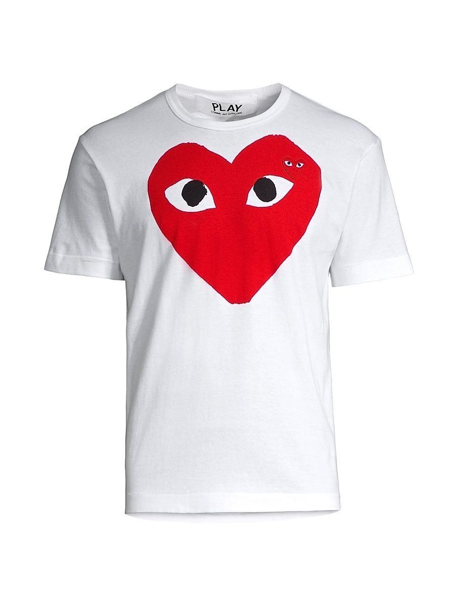 Men's Large Heart Cotton Tee - White - Size Small