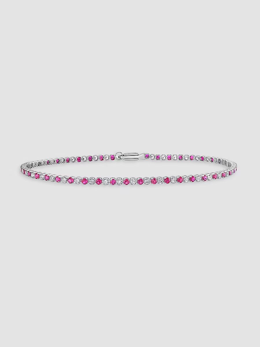 Women's 18K White Gold, Ruby & 0.87 TCW Diamond Bracelet - White Gold