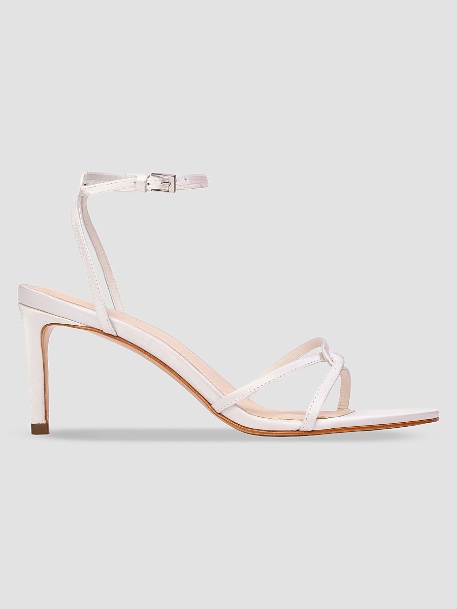 Women's Miley 70MM Satin Sandals - White Satin - Size 12