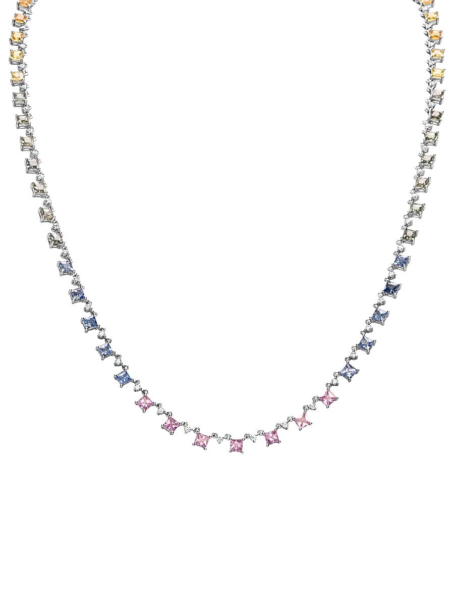 Women's 14K White Gold, Sapphire & 0.22 TCW Diamond Necklace - White Gold