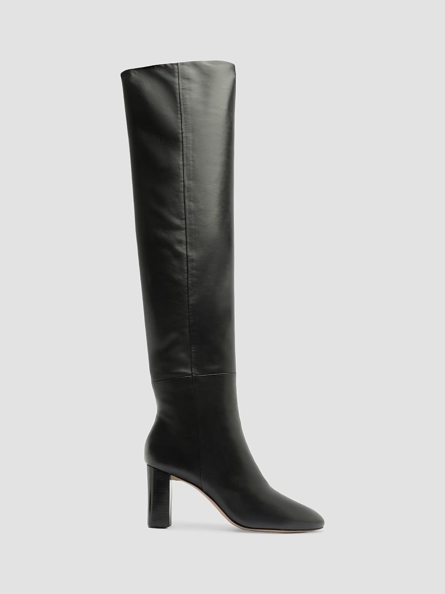 Women's Anna Slouch 70MM Leather Boots - Black - Size 10