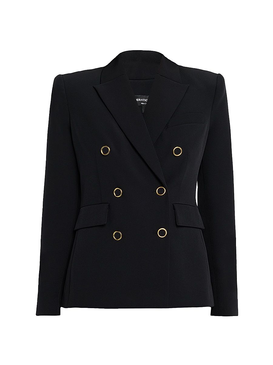 Women's Arielle Crepe Double-Breasted Blazer - Pine - Size XS