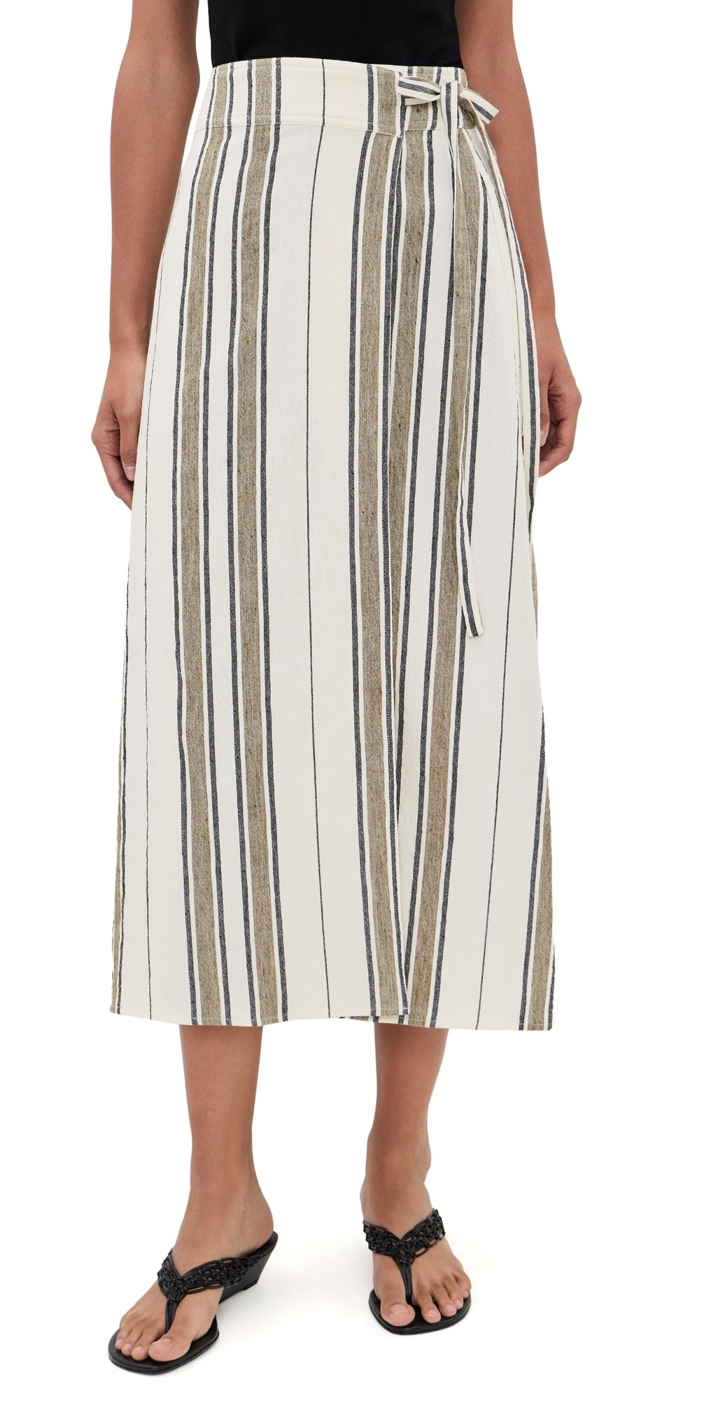 Apiece Apart Stripe Marsala Wrap Skirt Affogato Stripe 6