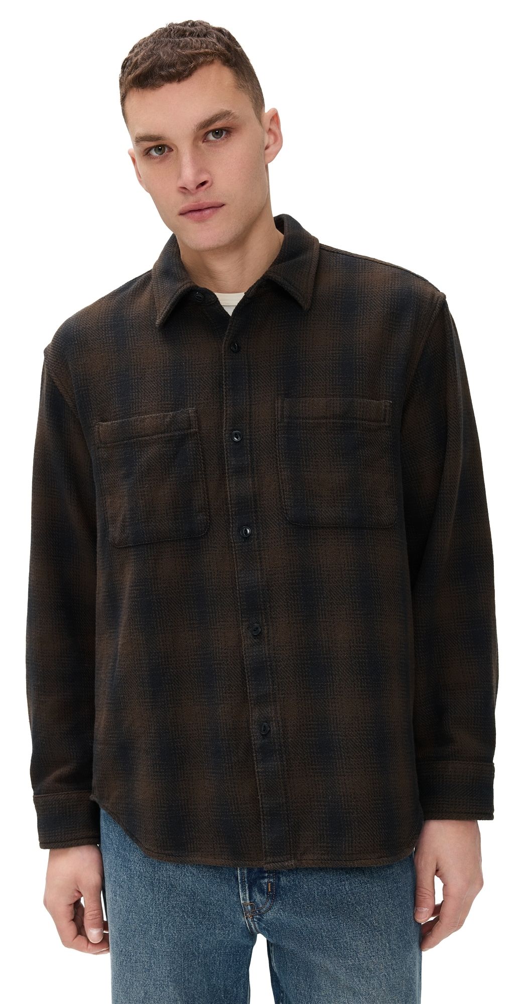 Madewell Long Sleeve Flannel Work Shirt Brushed Ombre Plaid L