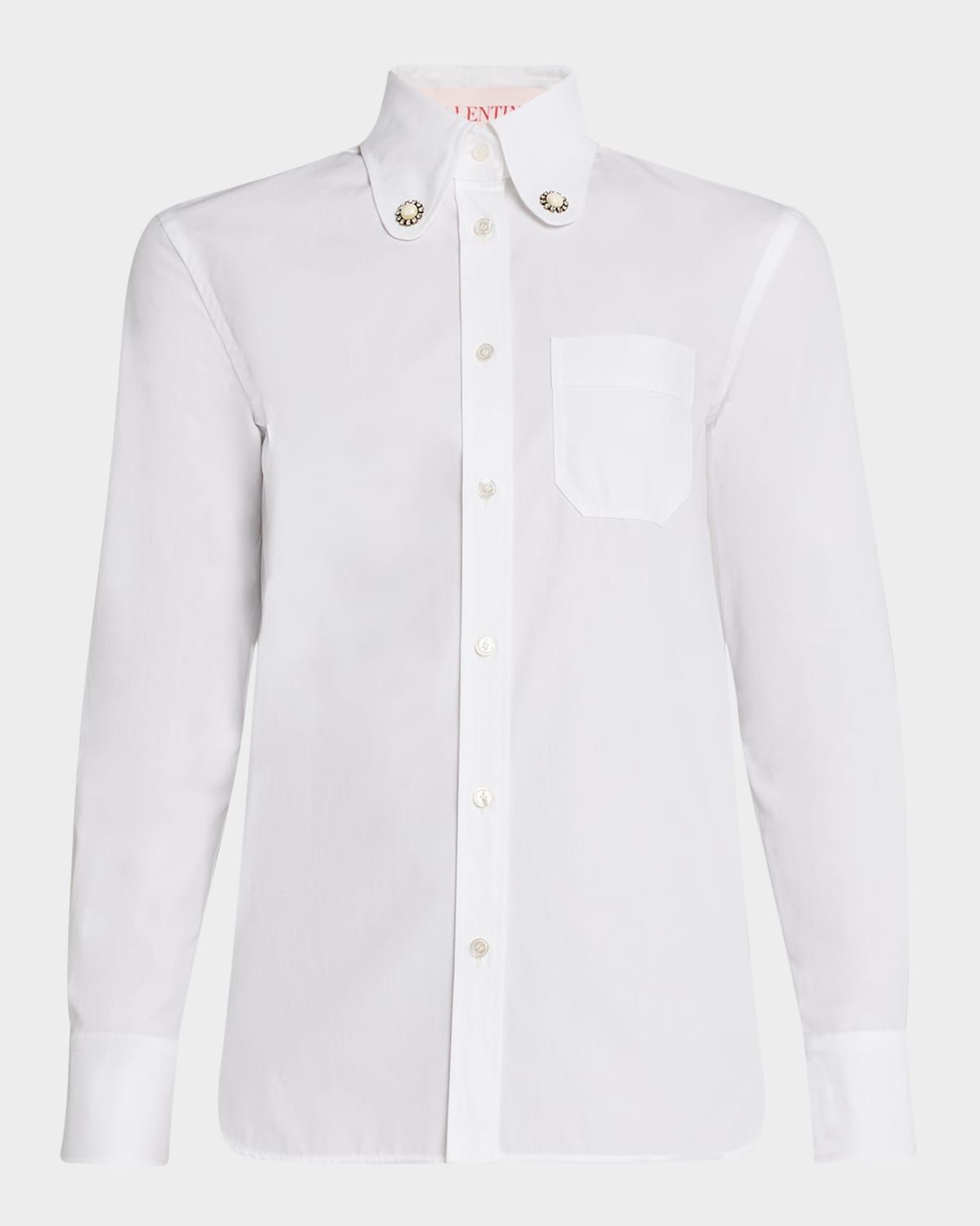 Embellished-Collar Cotton Poplin Shirt