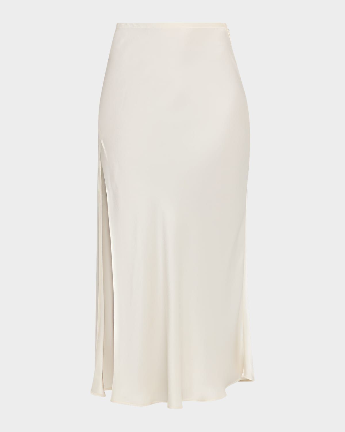 Satin Bias Slit Midi Skirt