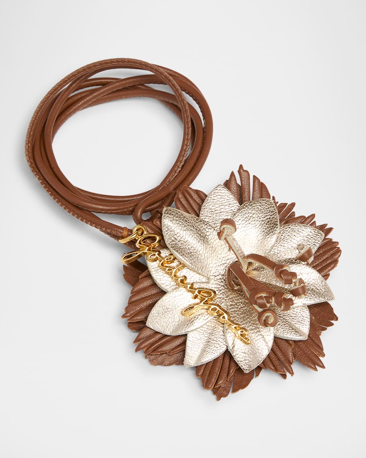 Metallic Leather Flower Bag Charm