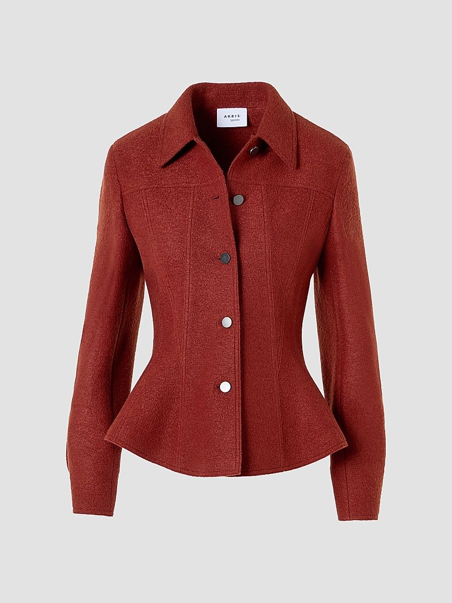 Women's Boiled Wool Short Jacket - Copper - Size 16