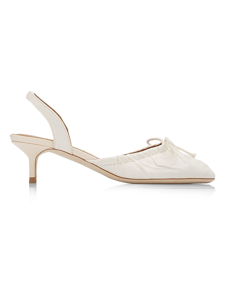 Women's Alba 45MM Satin Slingback Kitten Heels - Ivory - Size 11