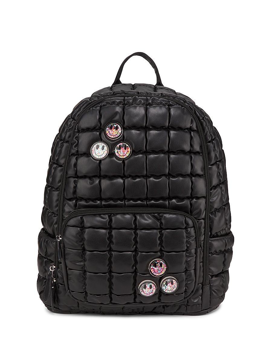 Kid's Quilted Smile Confetti Backpack - Black